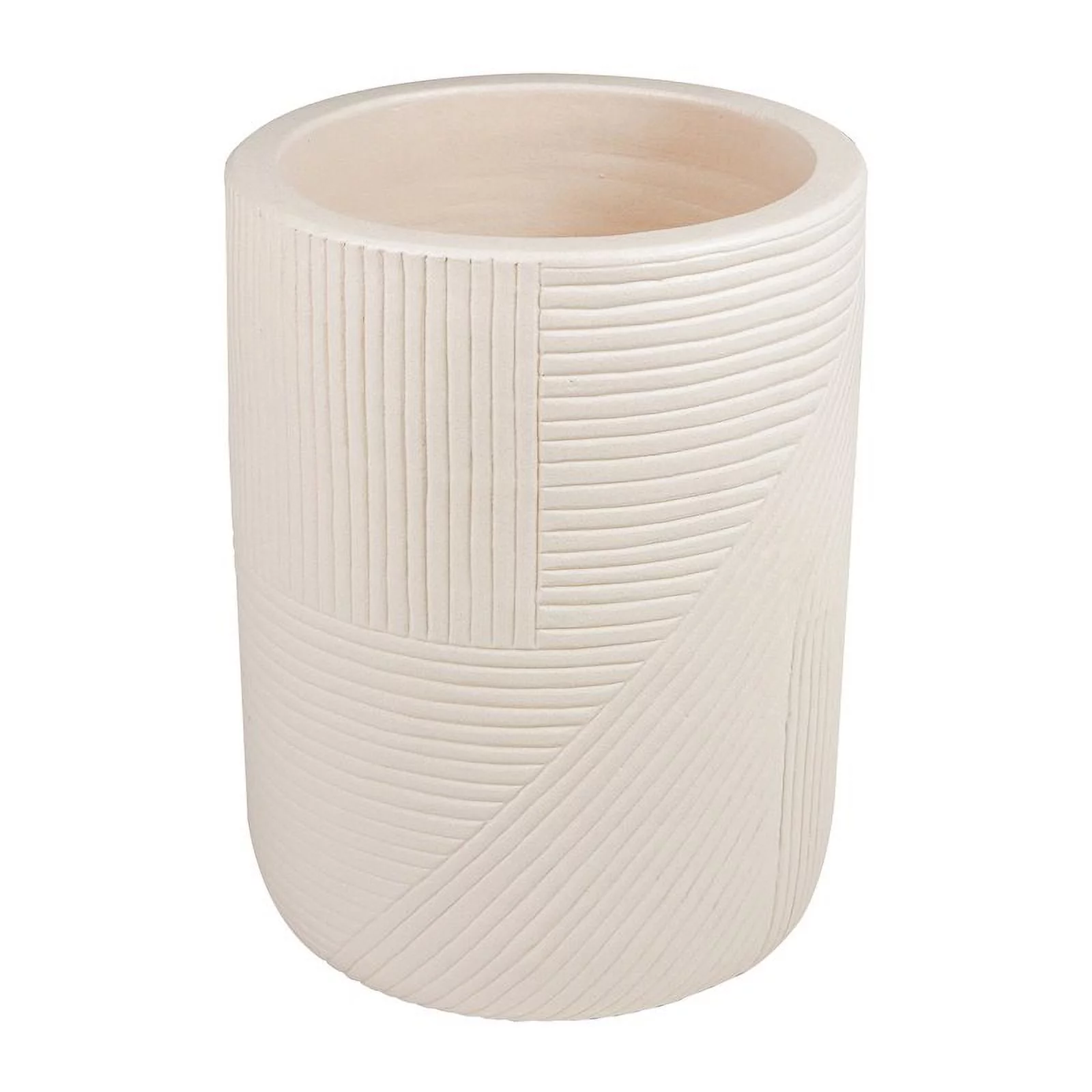 Afuera Living  Modern Ceramic 2-Piece Textured Planters in Cream