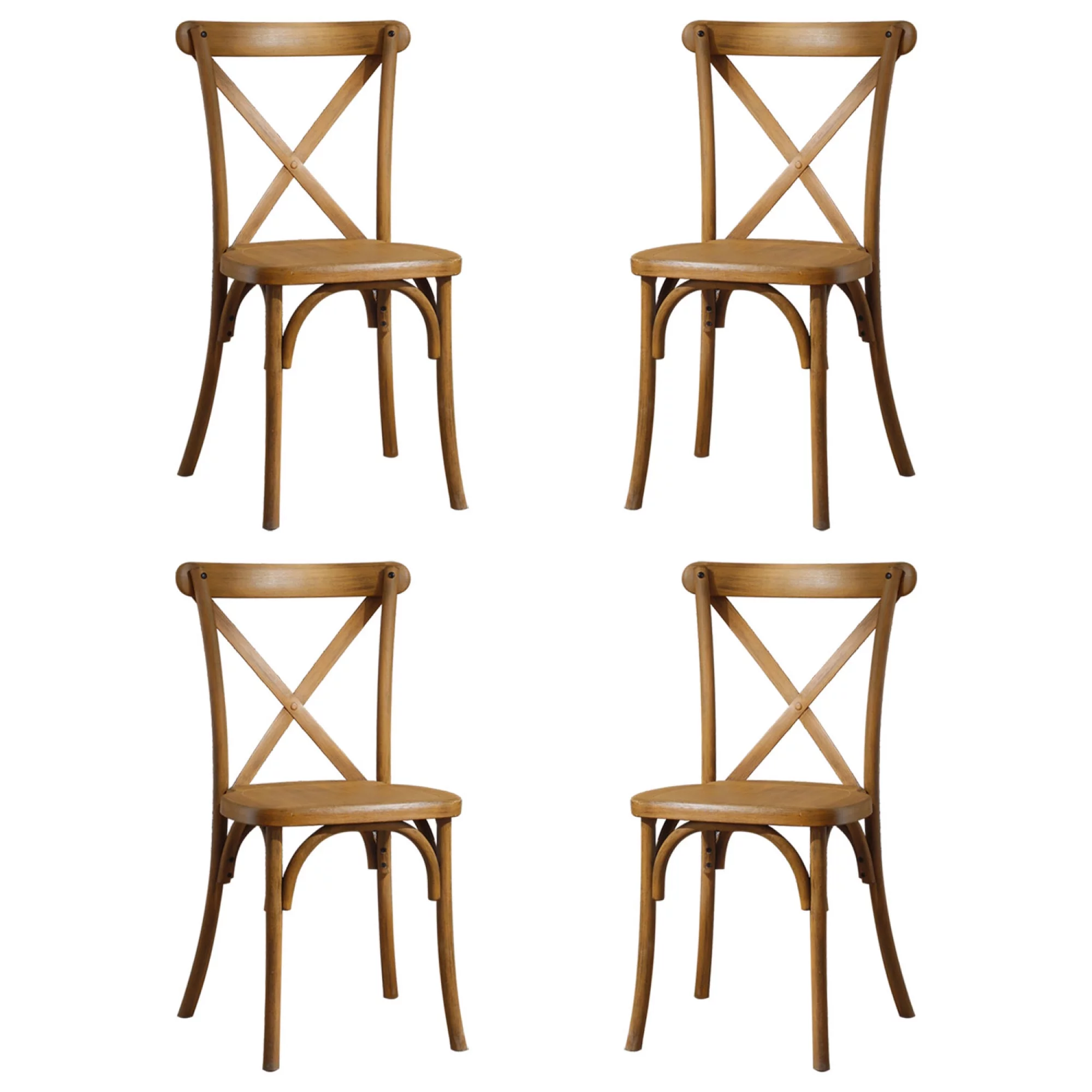 4-Pack Resin X-Back Chair, Natural