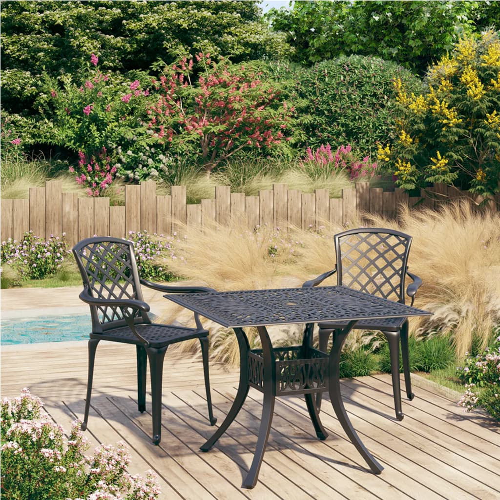 3 Piece Bistro Set Cast Aluminum Black