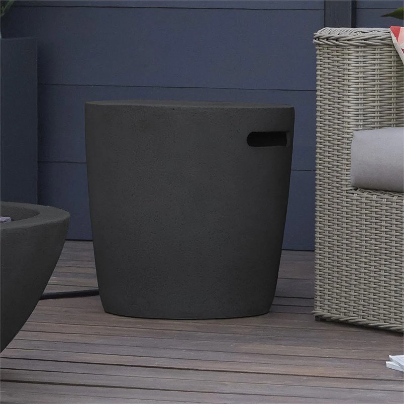 Home Square 2-Piece Set with Oval Propane Fire Bowl and Tank Cover in Shale