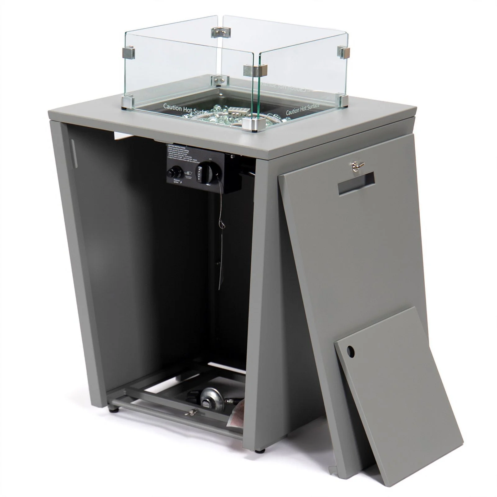 Afuera Living Modern Aluminium Gas Fire Pit Table 55000 BTU With Lid in Gray