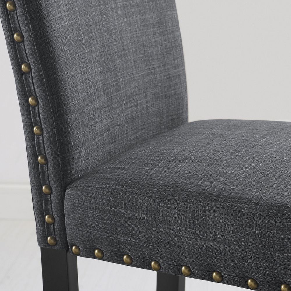 JHOOTUUO Biony Fabric  Stools with Nailhead Trim    Grey