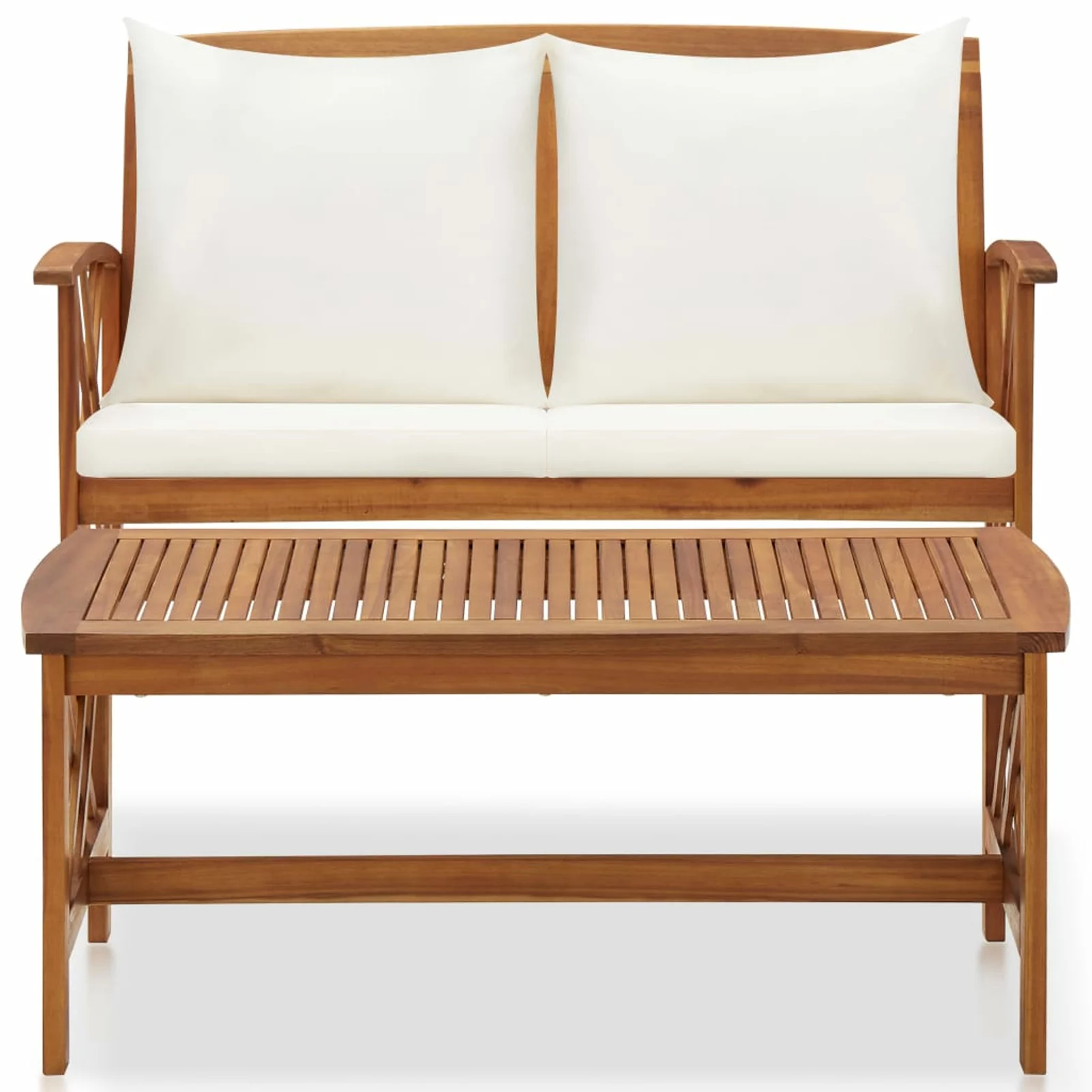 Walmeck 2 Piece Patio Set with Cushions Solid Acacia Wood