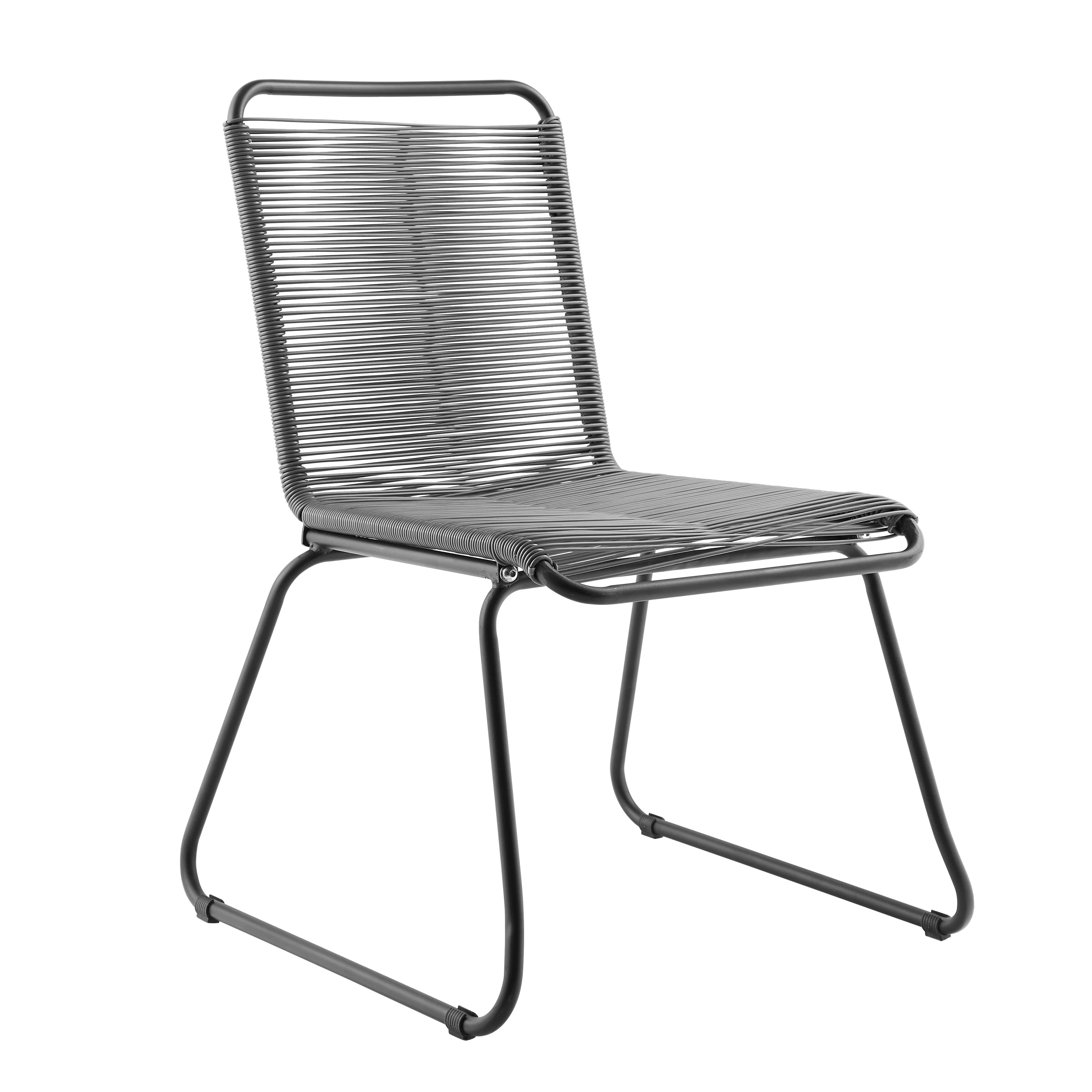 Corvus  Sarcelles Woven Wicker Patio Dining Chairs(Set of 4) Grey