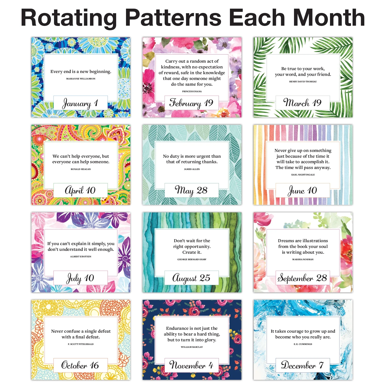 Excello Global Products Motivational & Inspirational Perpetual Daily Flip Calendar With Self-Standing Easel - GPP-0028