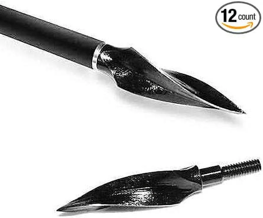 GPP 12pcs Keened Up Screw-in Twisted 3 Blades Broadheads 150 Grain Traditional Hunting Arrow Head Broadhead for DIY Flying Arrow Archery