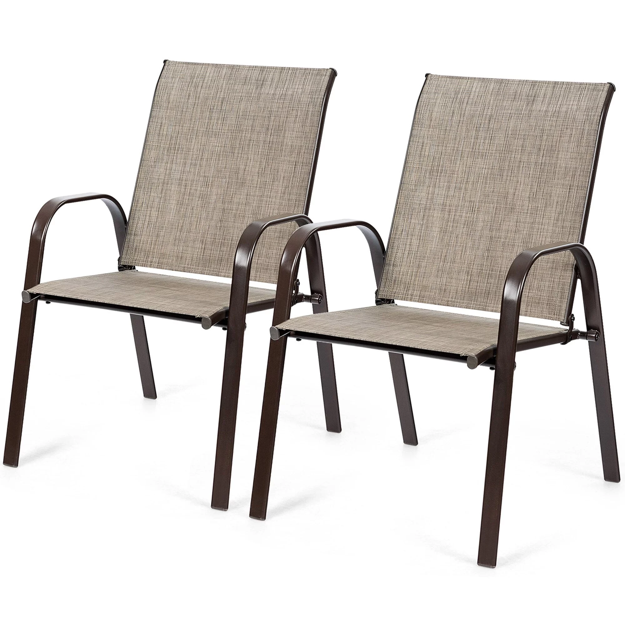 Set of 2 Patio Chairs Dining Chairs w/ Steel Frame Yard Outdoor Black
