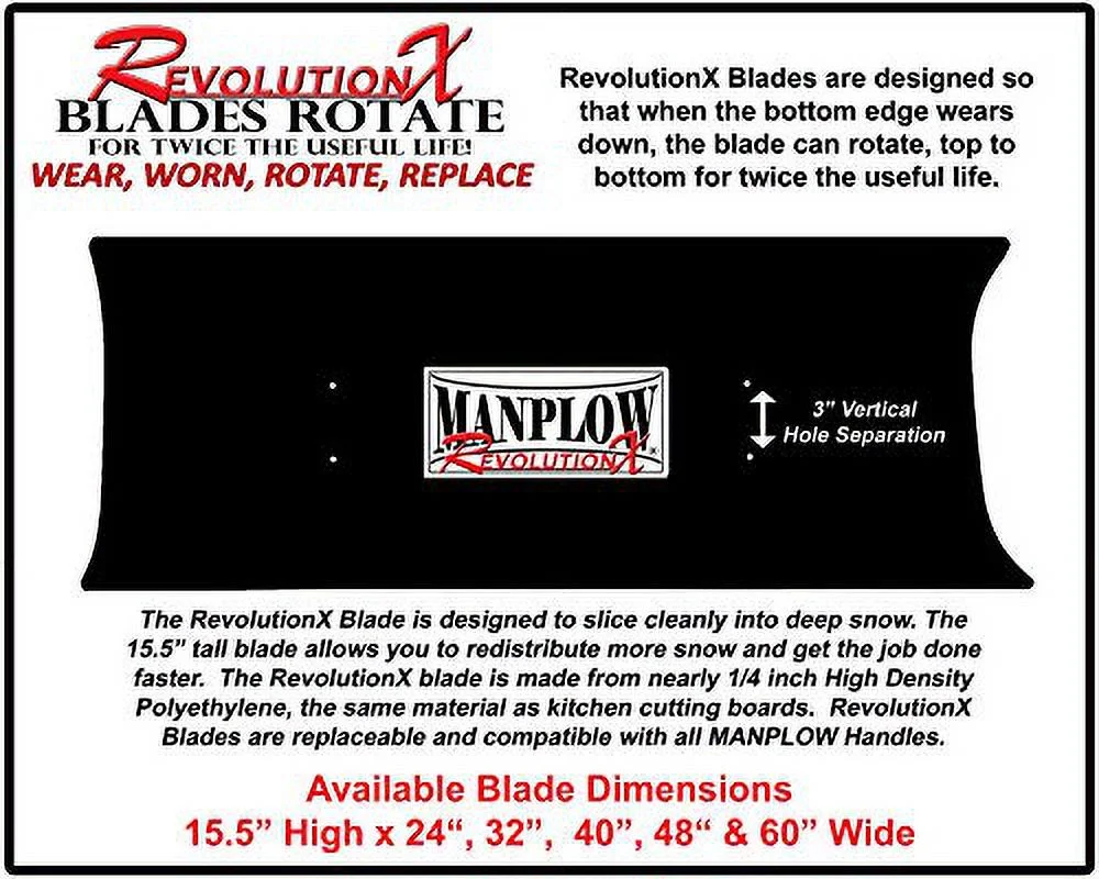 MANPLOW RevolutionX Snow Pusher with U Handle (48 Inch)