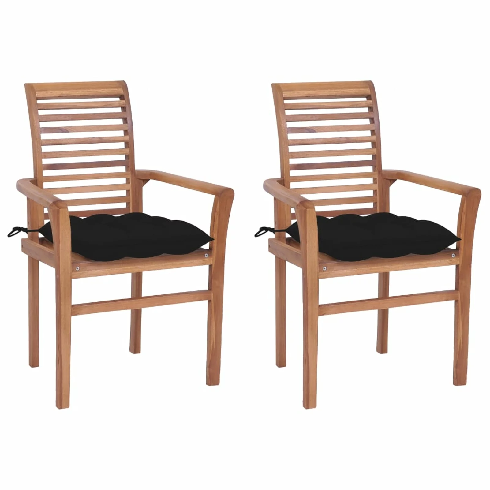 Walmeck Dining Chairs 2 pcs with Black Cushions Solid Teak Wood