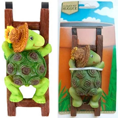 Flower Pot - Hugger Figurine - Turtle Garden Decor - Get All The Fun Collections of Pot Pal Climbers - Hanging Planter Decorations - Patio Decor - Yard Decor