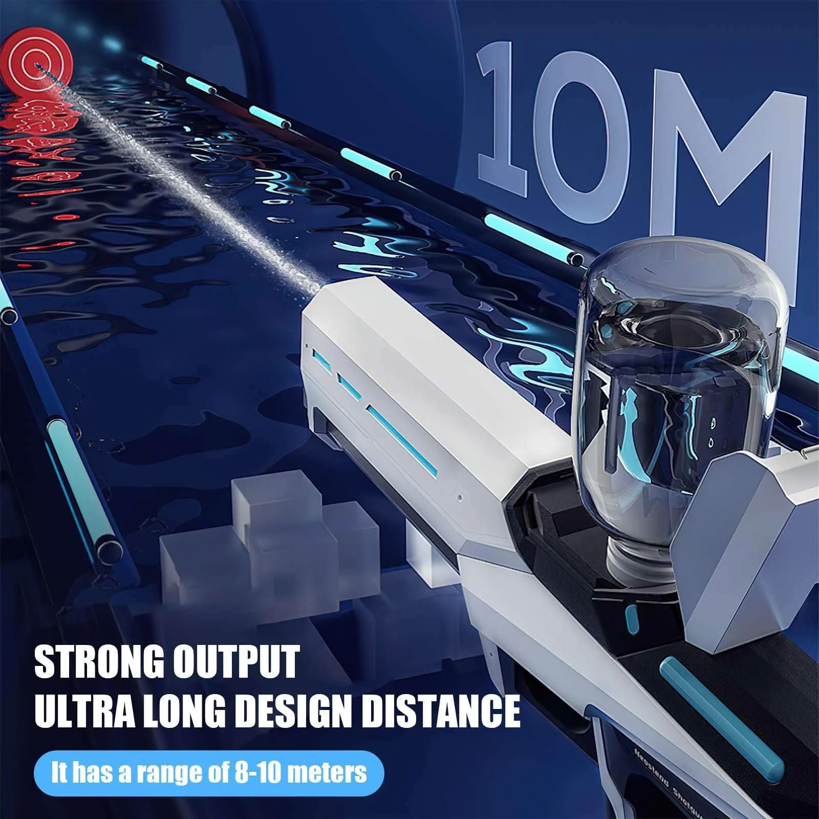 Electric Water Gun, Water Gun for Adults and Children, Electric Water Gun Automatic, 300ML 2 in 1 Electric Water Spray Gun with External Water Bottle Available, for Pool, Garden, Beach