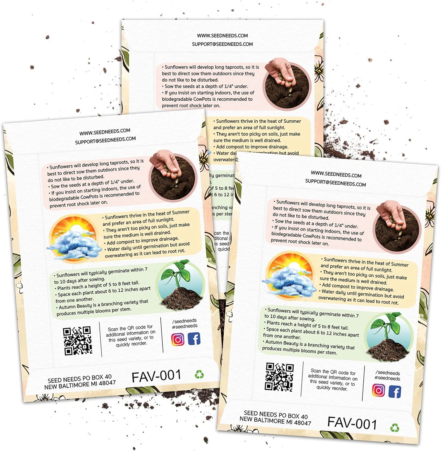 Seed Needs, Sunflower Seed Packet Favors - 20 Packets, Filled and Ready to Hand Out!