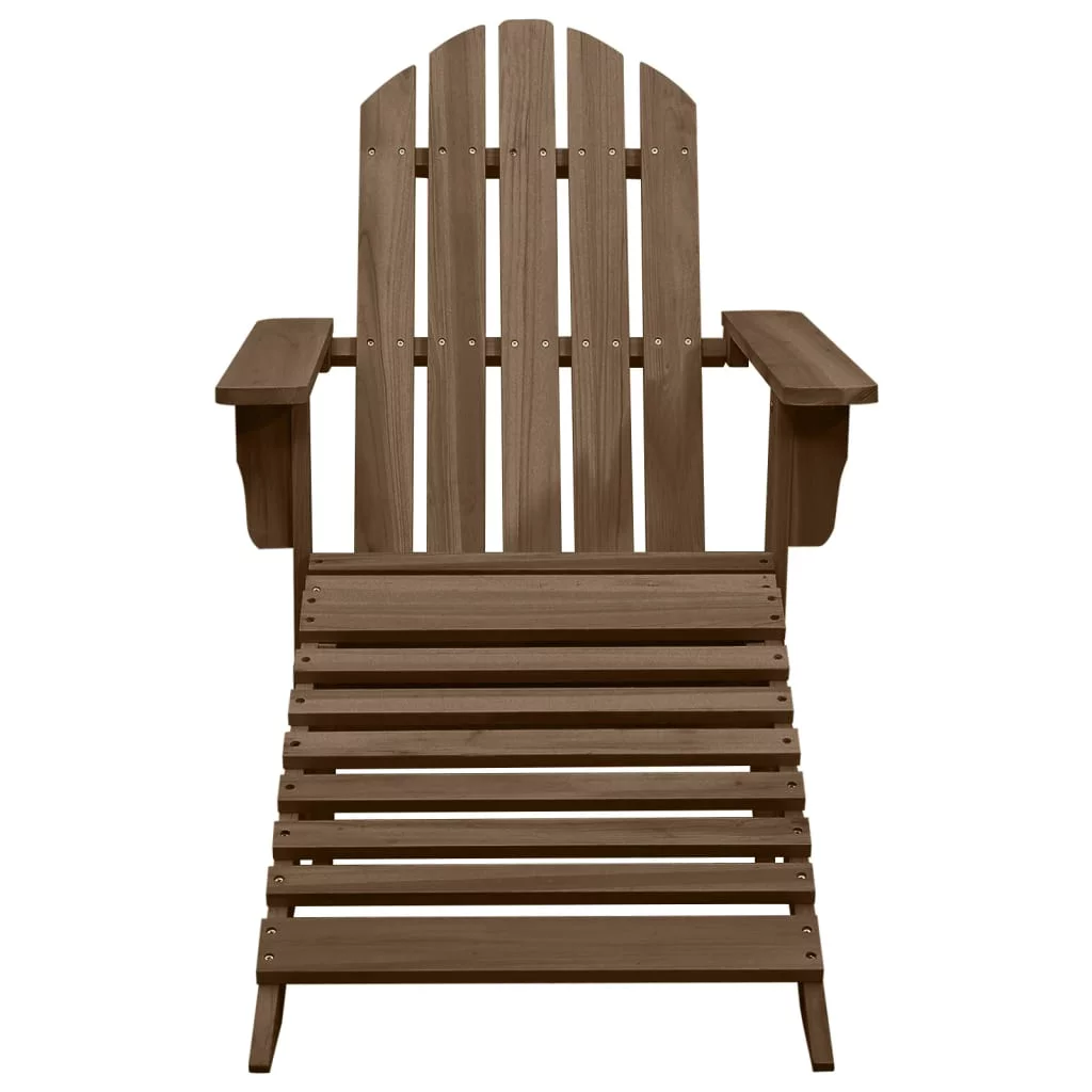 Suzicca Patio Adirondack Chair with Ottoman&Table Solid Fir Wood Brown