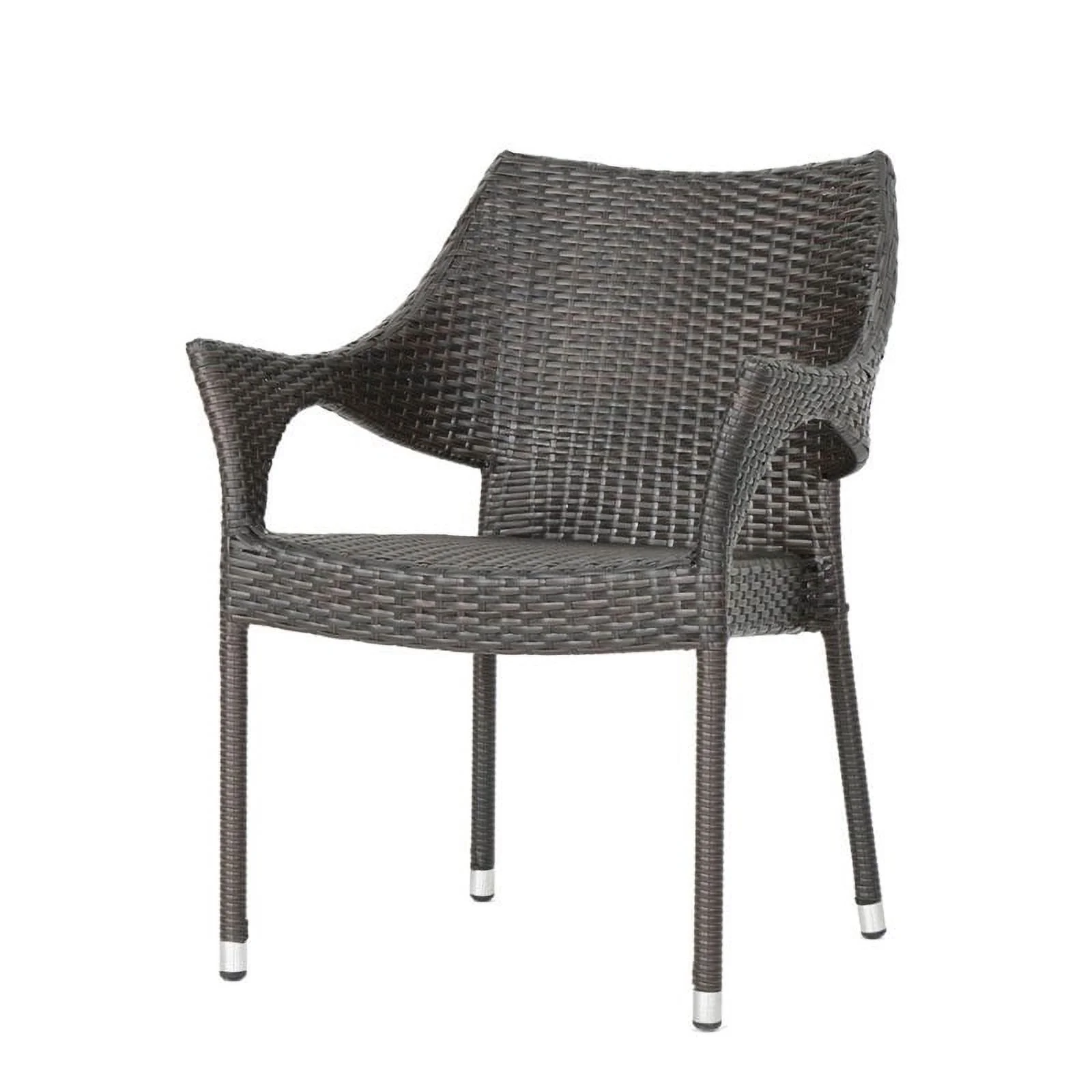 Noble House Mirage Wicker Stacking Patio Dining Arm Chair in Mocha (Set of 4)