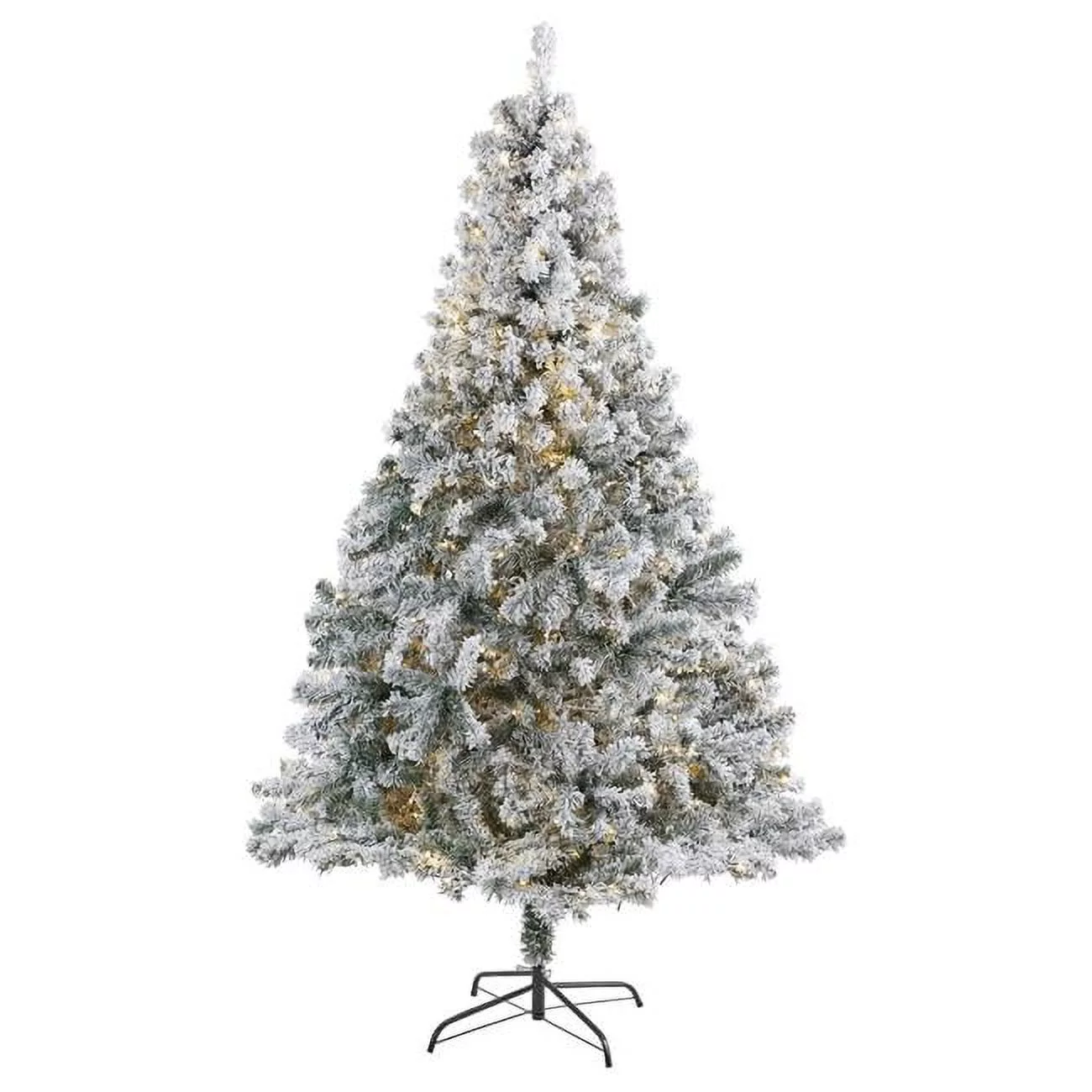 Nearly Natural 7' Pre-Lit Flocked Rock Spruce Artificial Christmas Tree, Clear LED Lights