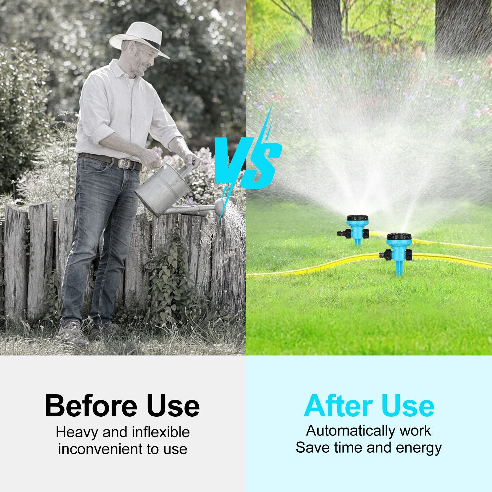 360° Rotatable Auto Lawn Garden Sprinkler Watering System Water Spray Grass Yard