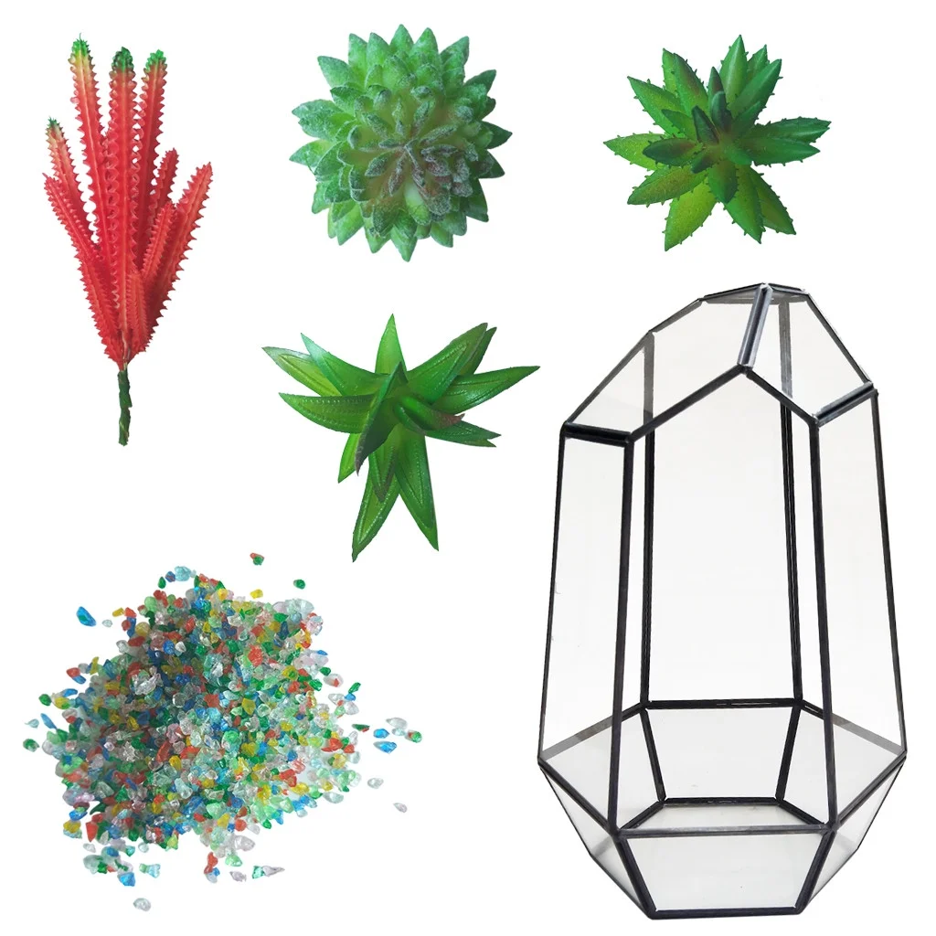 PMUYBHF Geometric Fleshy Glass Flower House Crafts Greenhouse DIY Flower Decoration