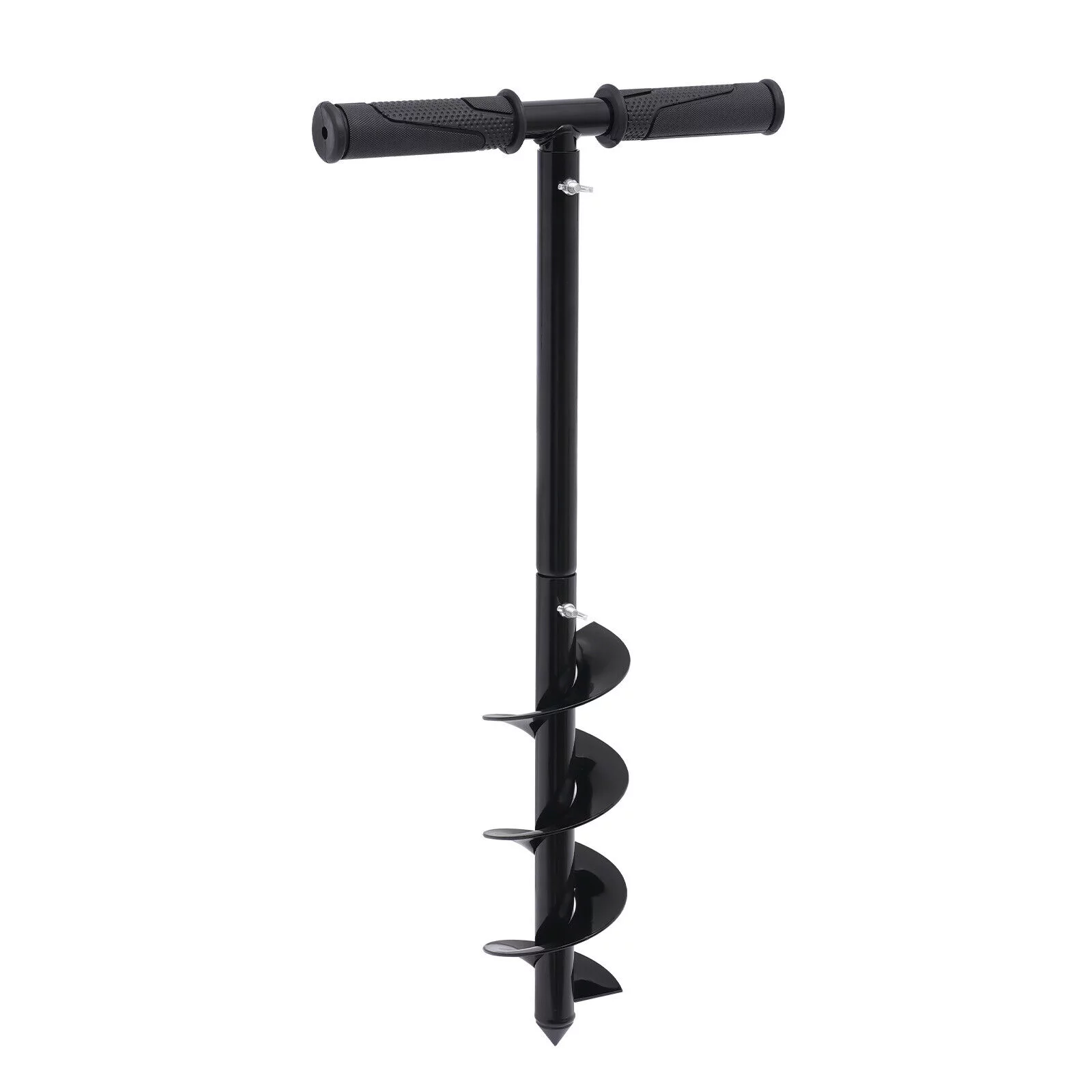 Hand Post Hole Digger T-shaped Earth Garden Auger Drill with Non-Slip Handle,Single Blade, Spiral