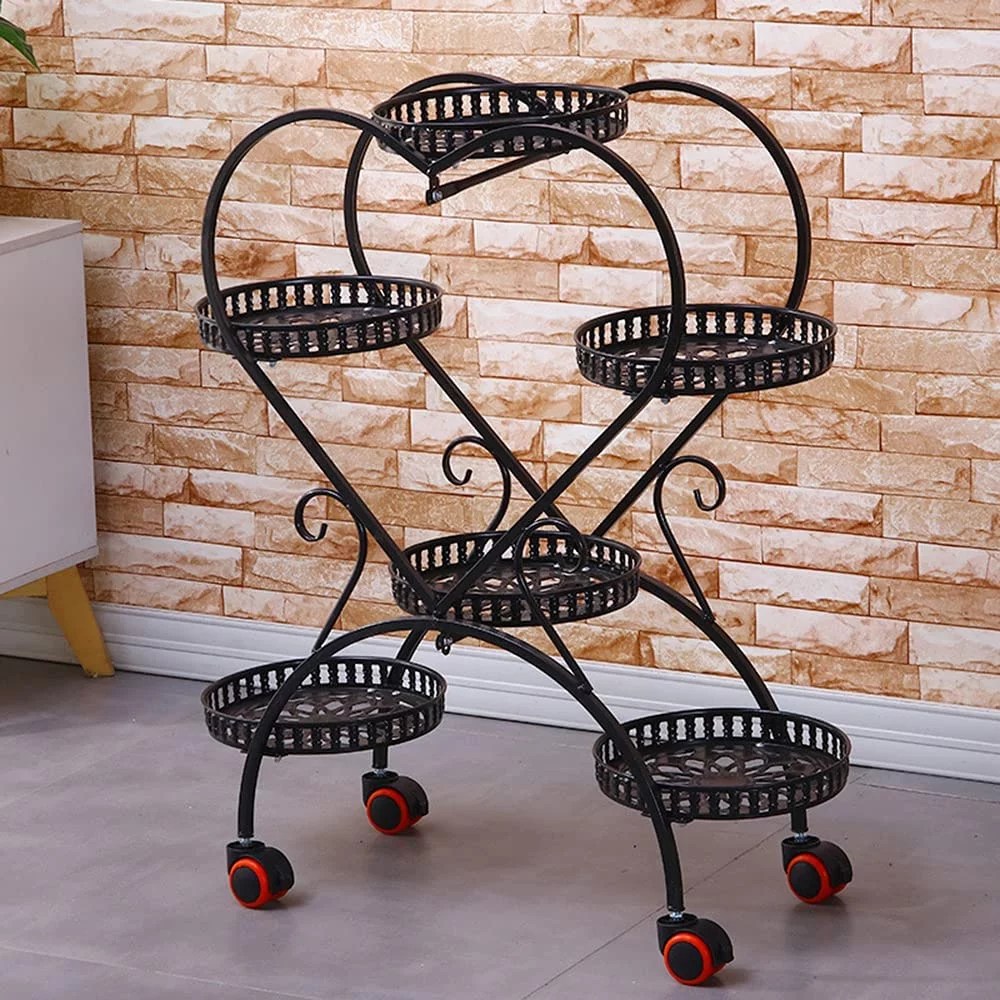 MONIPA Metal Plant Stands 6 Pots Plants Heart Shaped Flower Stand for Patio, Garden, Living Room, Corner Balcony and Bedroom