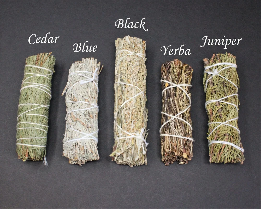 Palo Santo & Sage Smudge Stick SAMPLER Set Blue Black Cedar Juniper Yerba