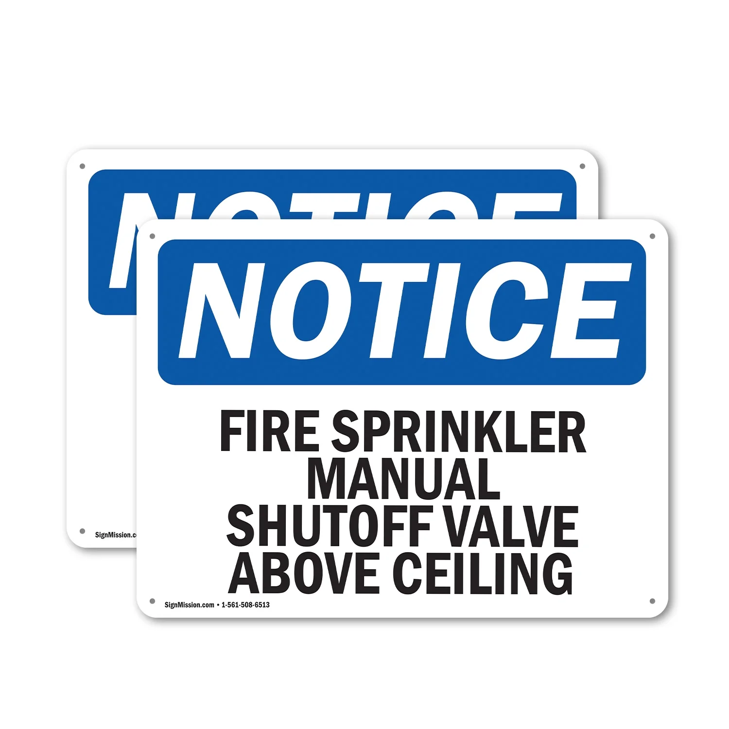 (2 Pack) Fire Sprinkler Manual Shutoff Valve Above Ceiling OSHA Notice Sign 24 Inch X 18 Inch Indoor / Outdoor Rust-Free Aluminum Metal Signs for Workplace, Workshop, and Construction Site
