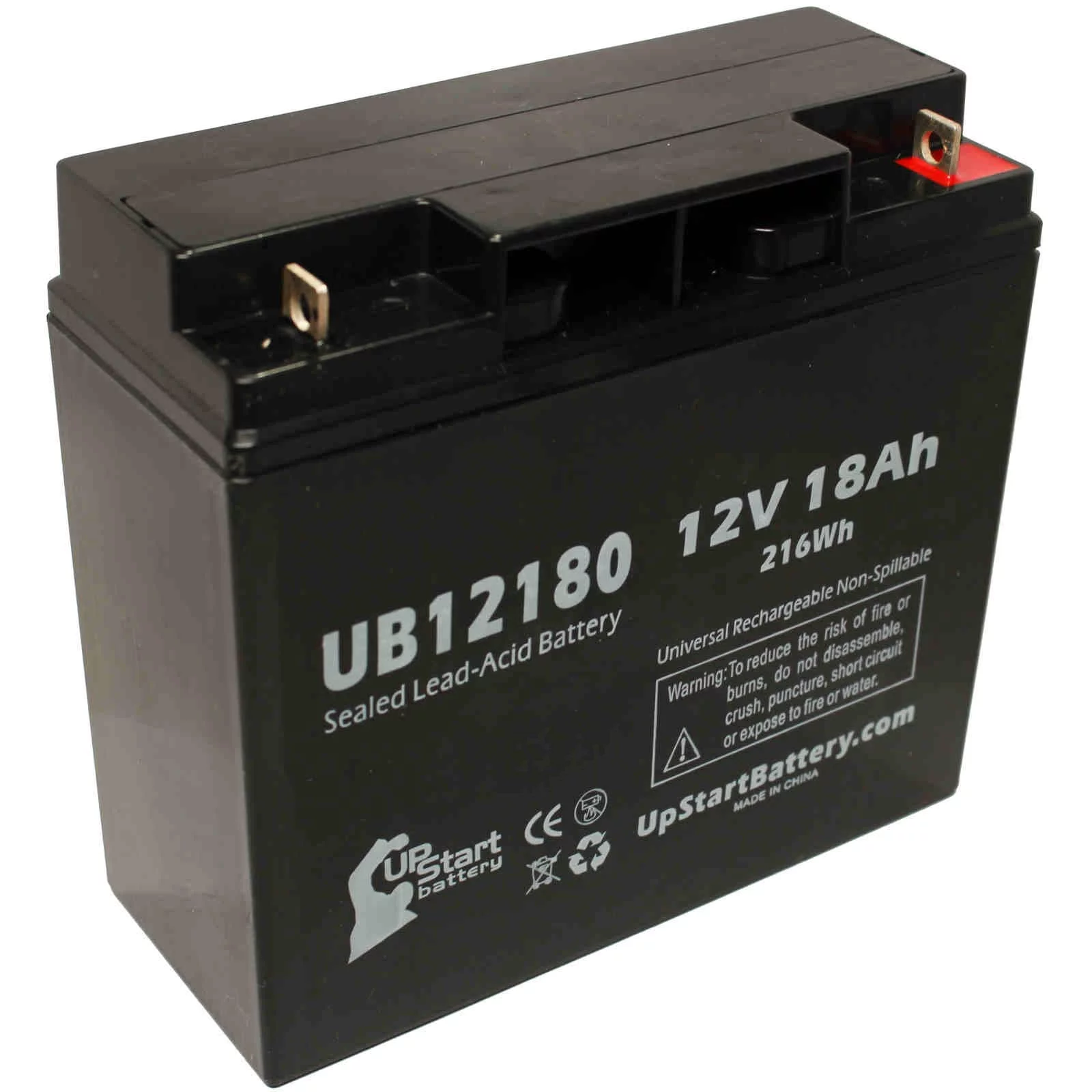 4x Pack - Compatible Hitachi HP1512P Battery - Replacement UB12180 Universal Sealed Lead Acid Battery (12V, 18Ah, 18000mAh, T4 Terminal, AGM, SLA)