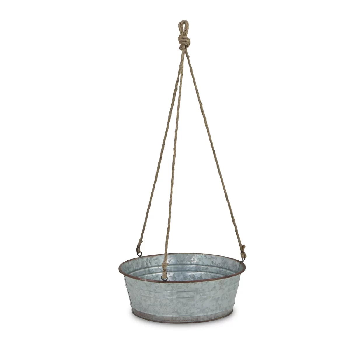 Cheungs Round Galvanized Metal Rope Hanging Metal Planter - Small