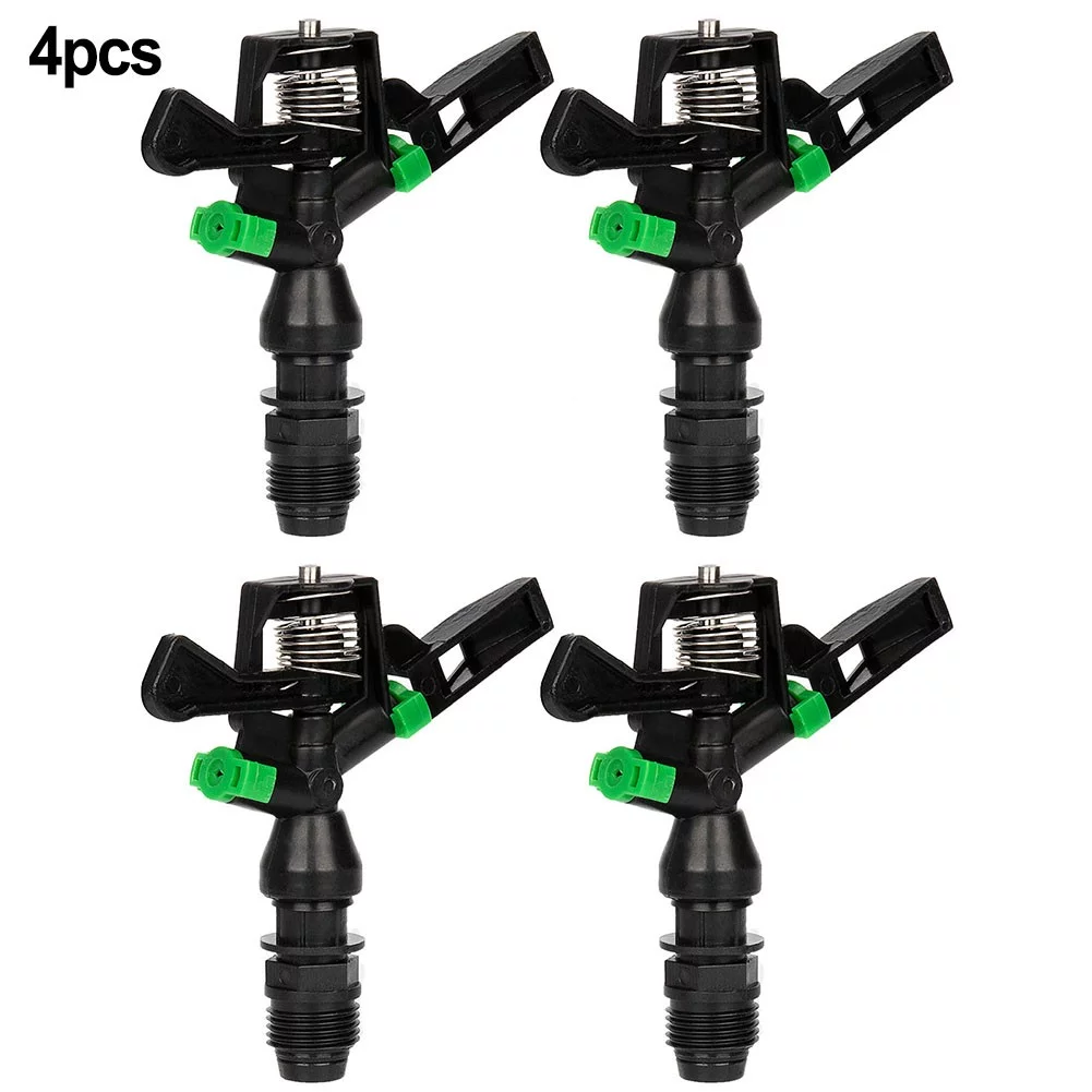 4x 1/2 Inch Plastic Impact Sprinkler 360° Rotation Head & Nozzle Lawn Irrigation