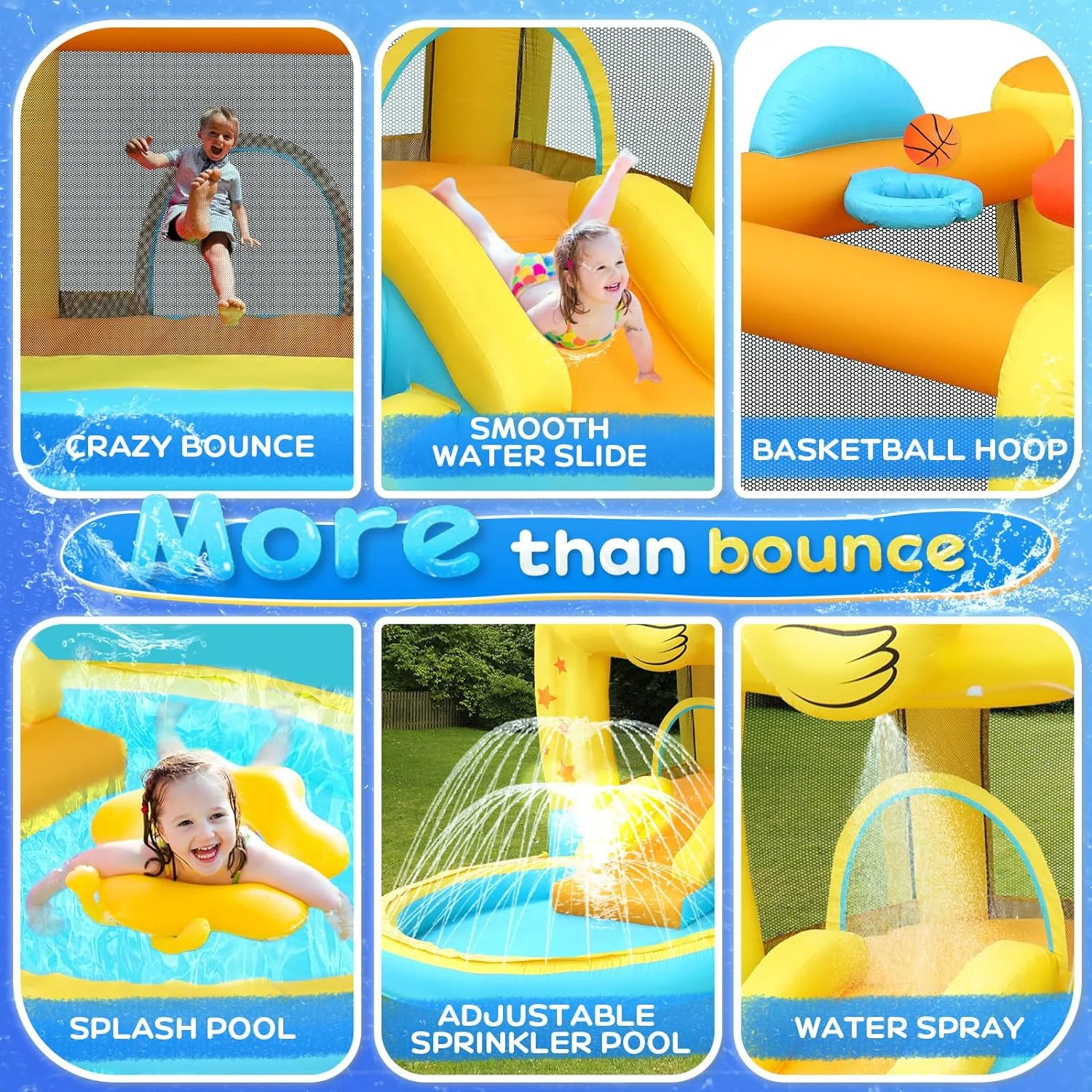 (2024 New) JOYMOR Inflatable Water Slide Bounce House w/Ball Pit, Water Bounce House for Kids 3-6Y, Backyard Toddler Bounce House with Slide, Indoor Bounce House with Air Blower (Duckling Style)