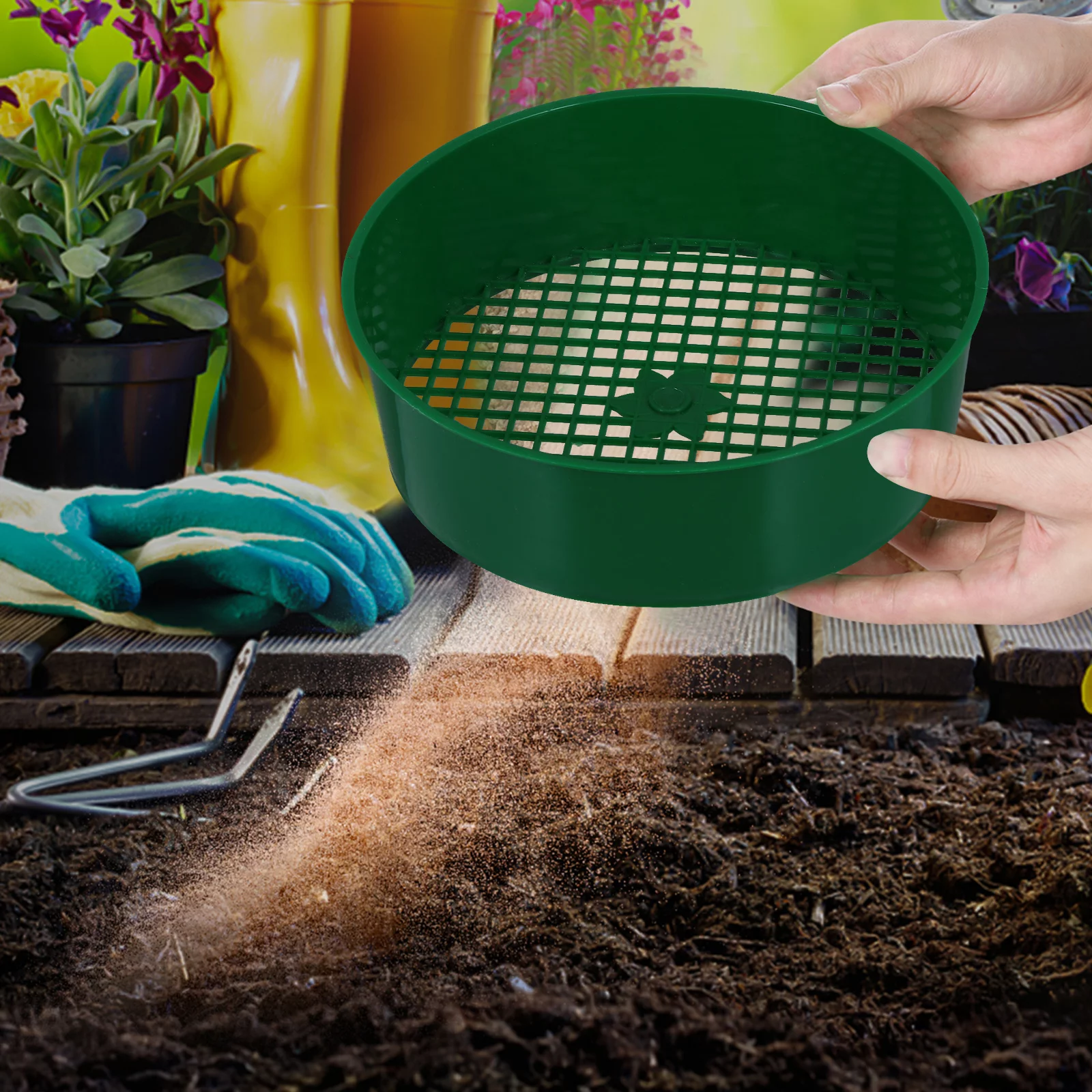 NUOLUX  Soil Beach Sifter Sieve Sand Pan Garden Screen Riddle Gardening Classifying Classifier Classifier Mesh Straine Toy