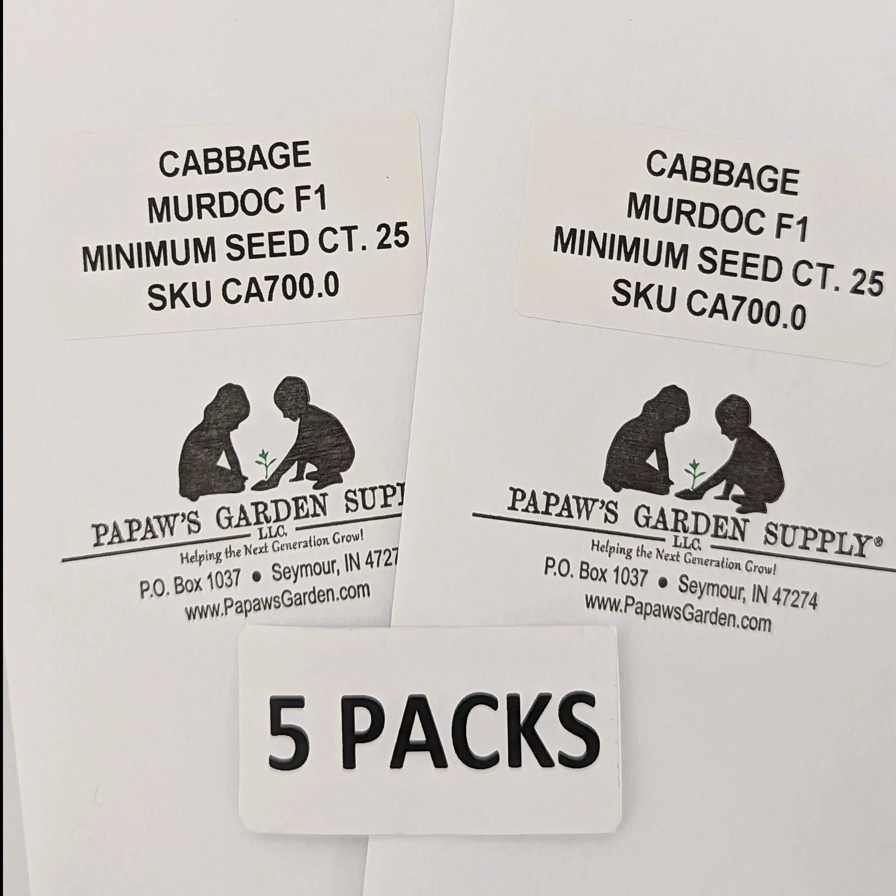 PAPAW'S GARDEN SUPPLY LLC. HELPING THE NEXT GENERATION GROW! Murdoc Pointed Head Cabbage 5 Pack of 25 Seeds Each