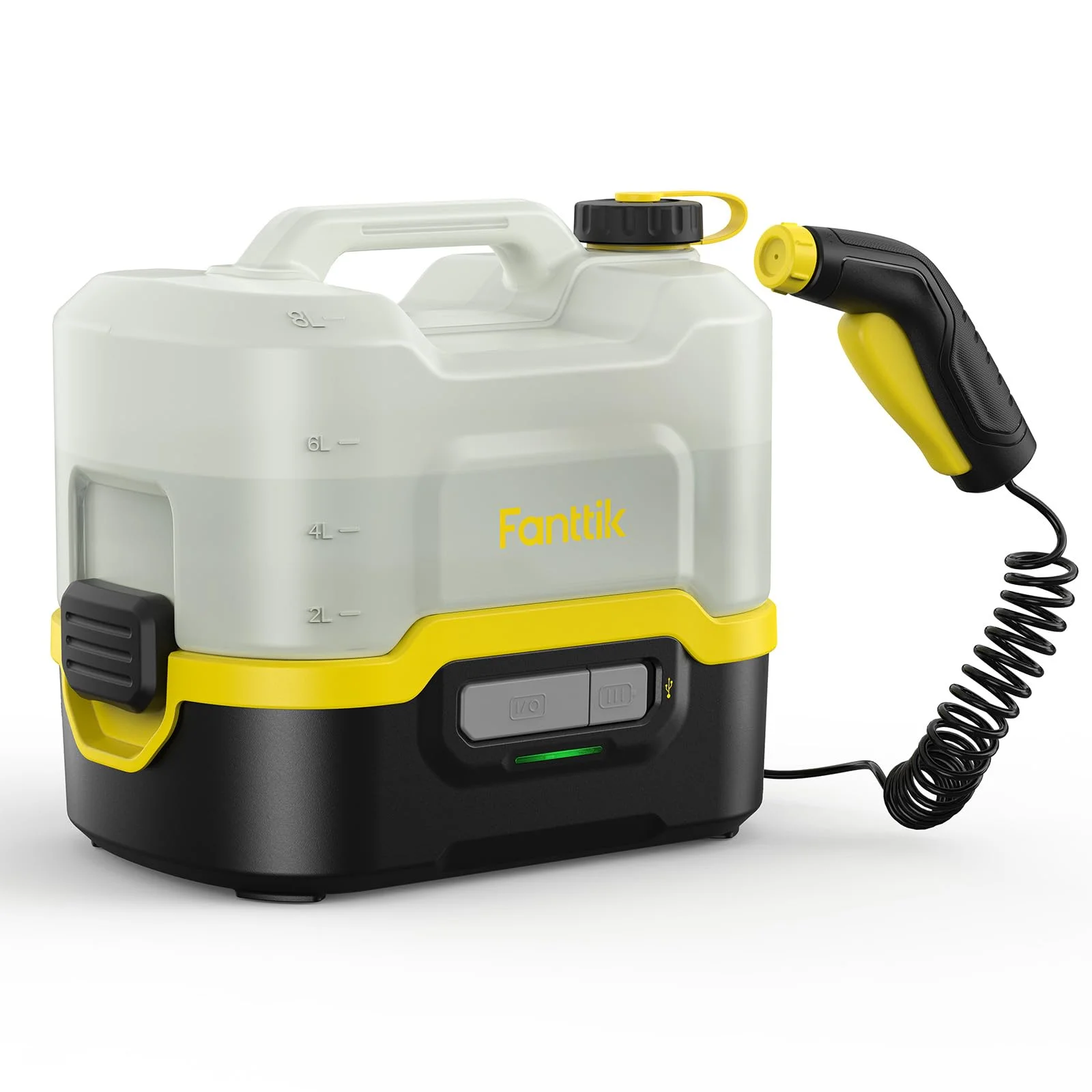 Fanttik NB8 Nano Portable Cordless Electric Sprayer w/2.1Gal Tank, Retractable Spray Head, 2600mAh Lithium Battery, IPX5, 72-98PSI, Portable Washer for Patio Garden, Camping Shower and Pet Cleaning