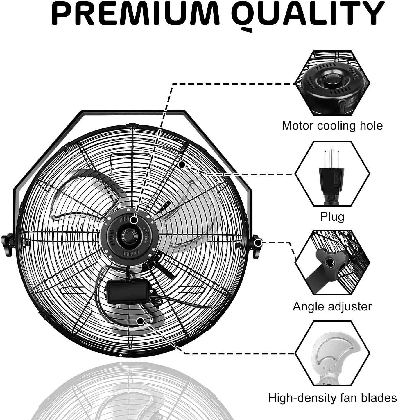 Simple Deluxe 20 inch 3 Speed Metal Wall Mount Fan