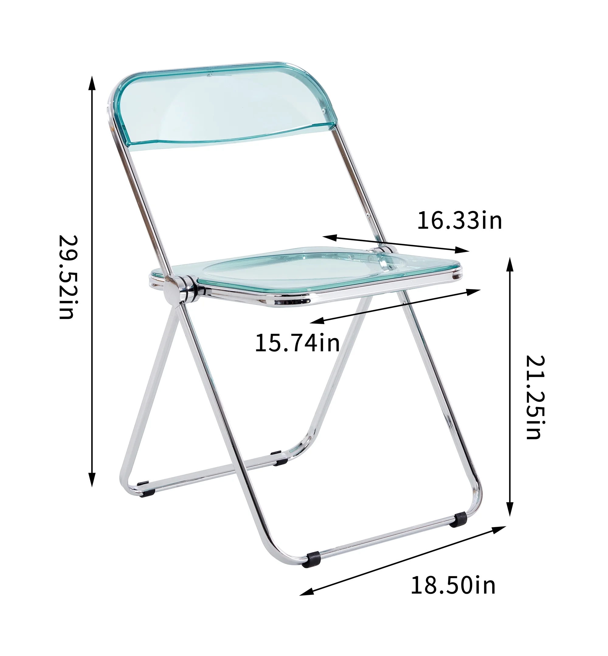 Holaki 20PCS Transparent Folding Chairs Modern Stackable Dining Chairs with Metal Frames, Blue