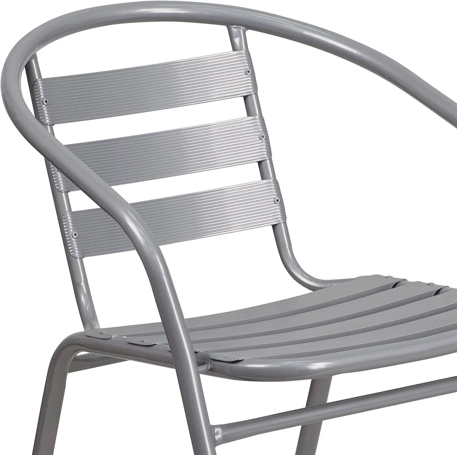 Lila Silver Metal Restaurant Stack Chair With Aluminum Slats