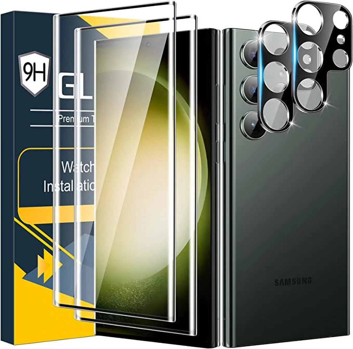 [2+2 Pack] Galaxy S23 Ultra Screen Protector 9H Tempered Glass,3D Arc, HD Clear Anti-scratch Suitable for Samsung Galaxy S23 Ultra 5G Glass Screen Protector