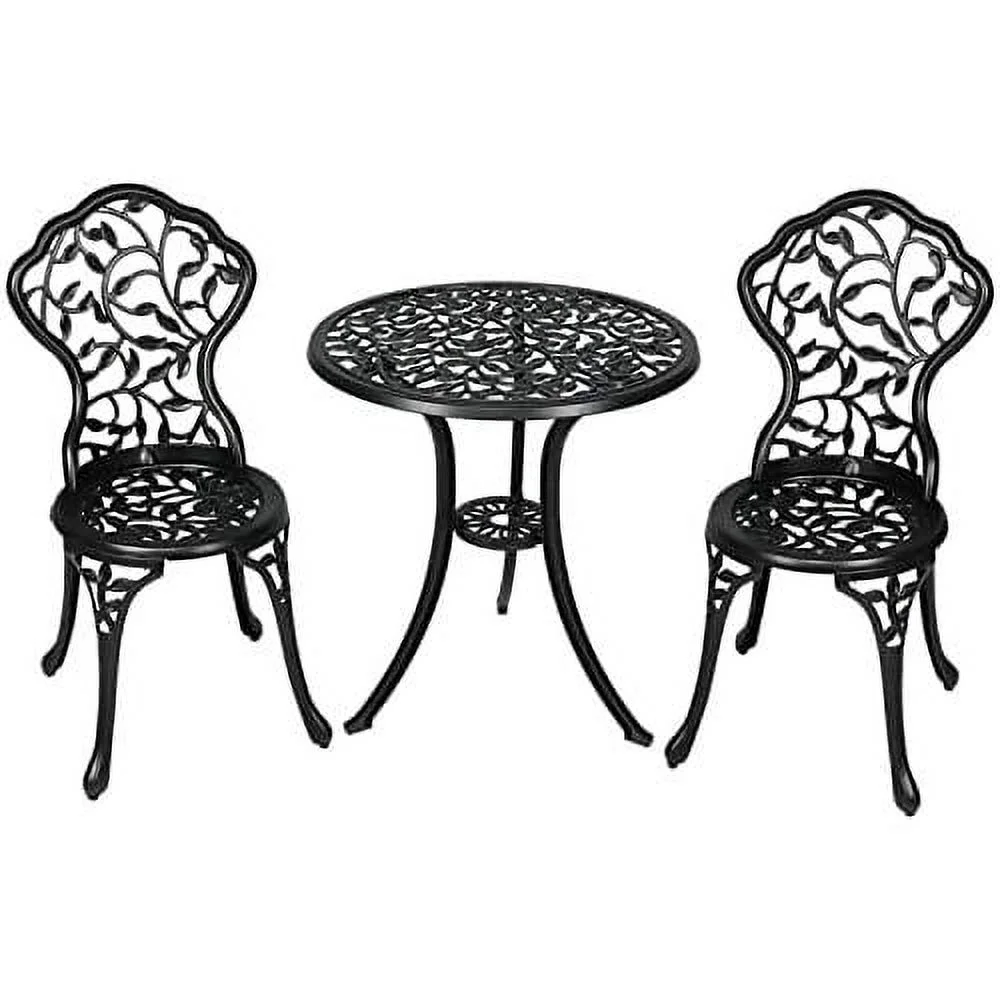Black Outdoor Cast Aluminum Patio Bistro Set
