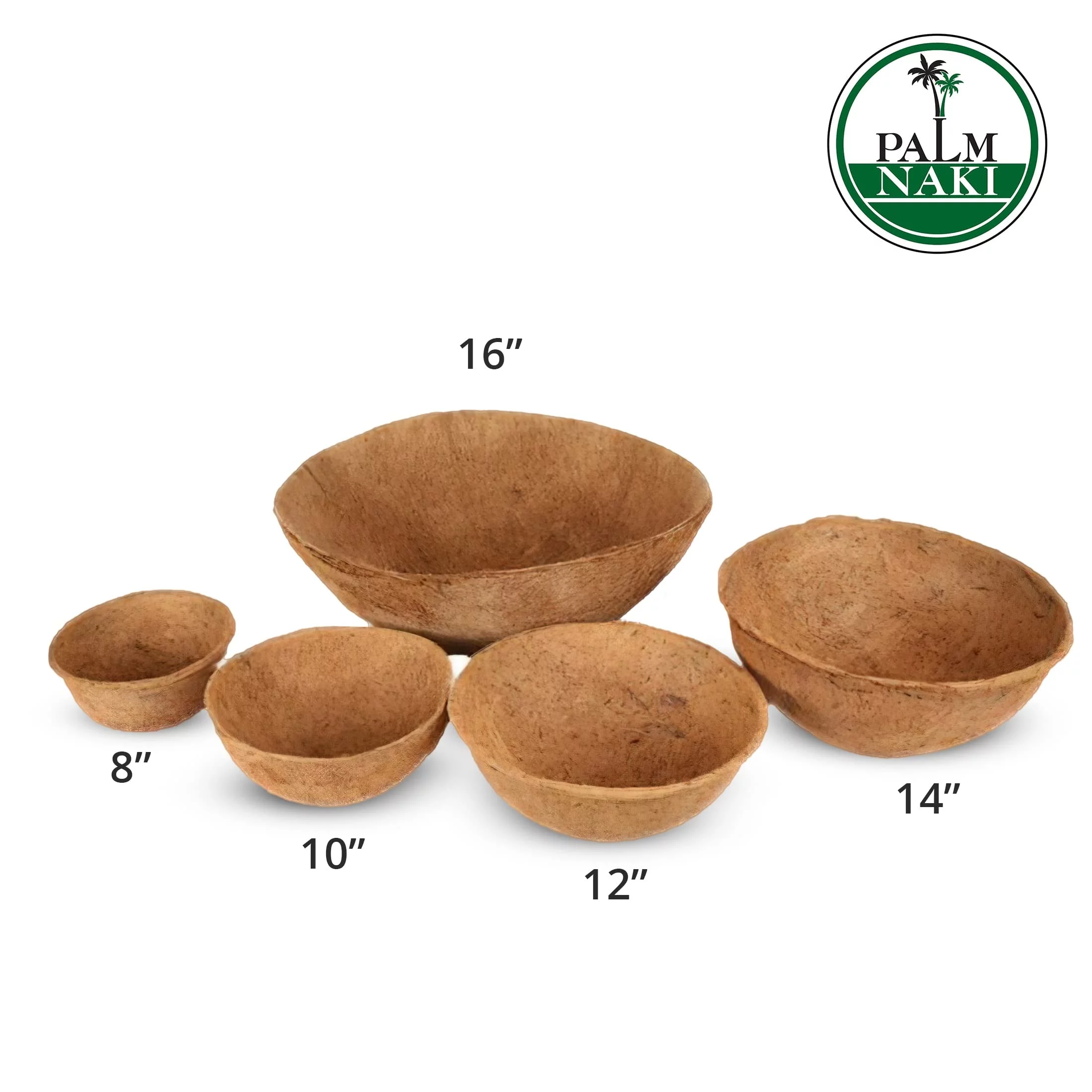 Palm Naki 8 Coconut Coir Hanging Planter Liners Set of 4 - Hanging Plant Pot Liners, Plant Basket Liners, Coco Coir Replacement Liner for Outdoor Hanging Baskets