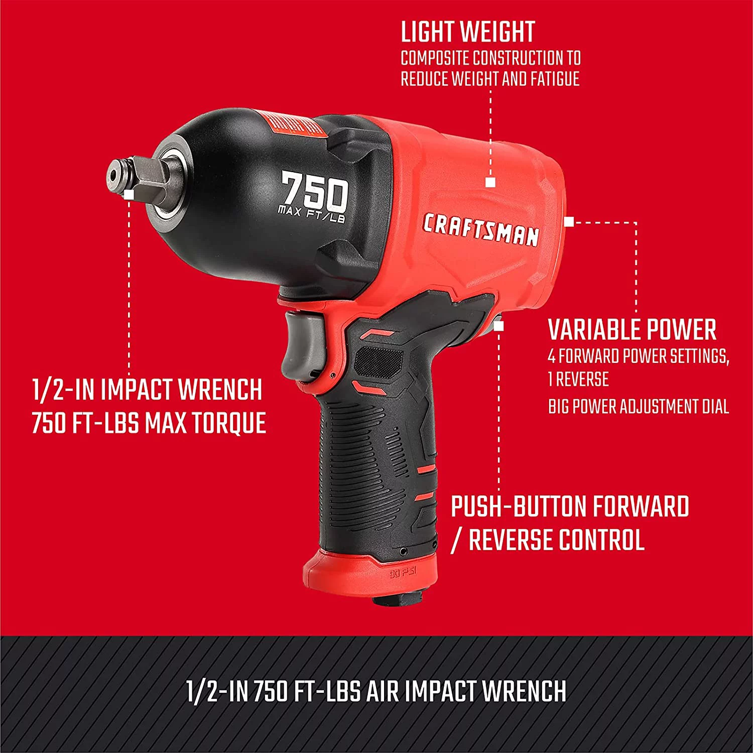 Craftsman  1/2 in. Air Impact Wrench  750 ft./lbs.