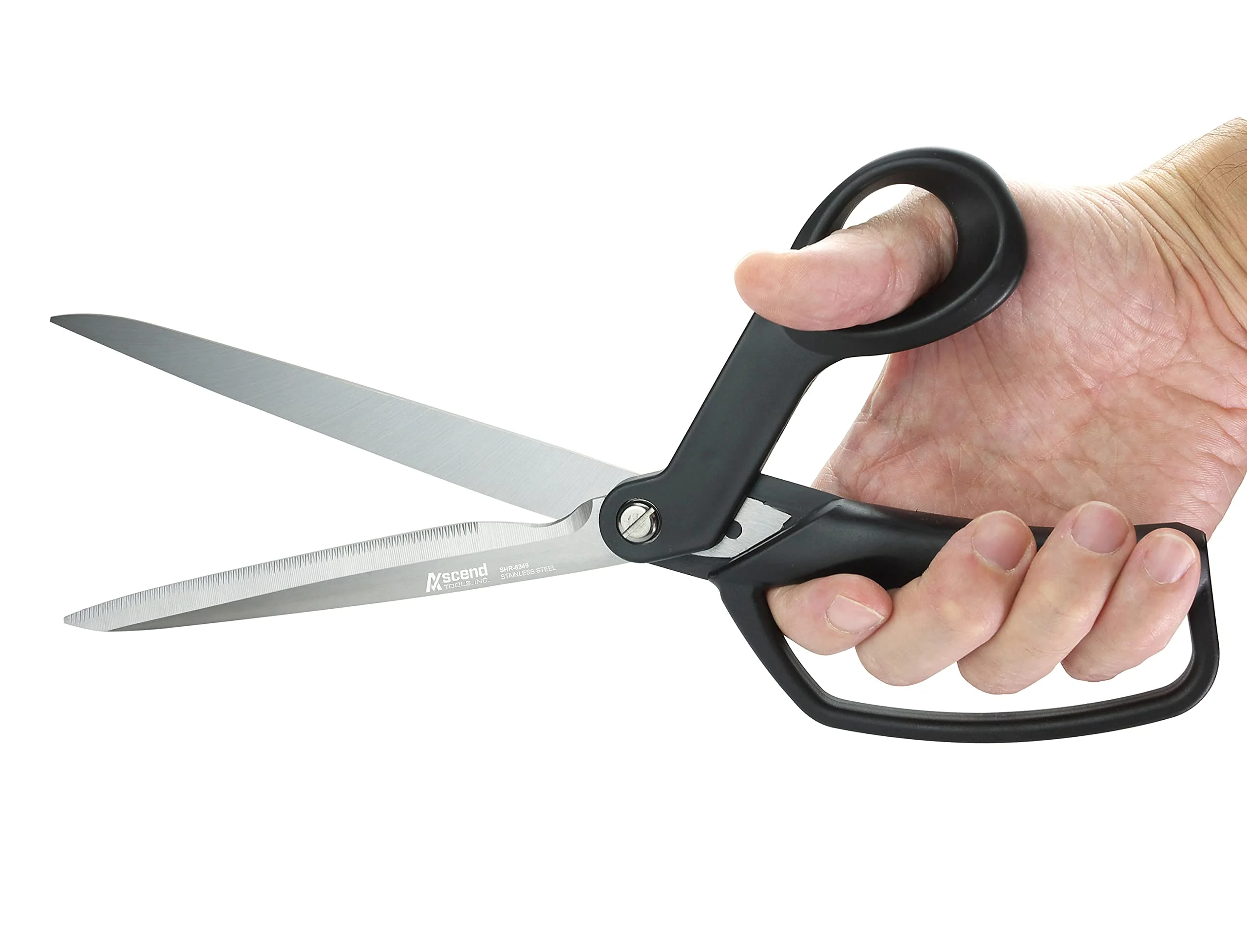 Ascend Tools Heavy Duty Big Bow Re-sharpenable Bent All-Purpose Industrial Utility Shears | 11-3/8 inch and 9-3/4 inch (Large)