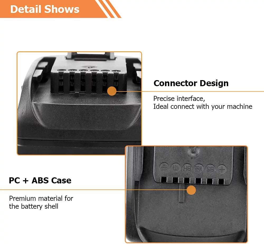 5000mAh Li-ion Black Replacement Worx 20V Battery for Battery WA3520 WA3525 WG151s WG155s WG251s WG255s