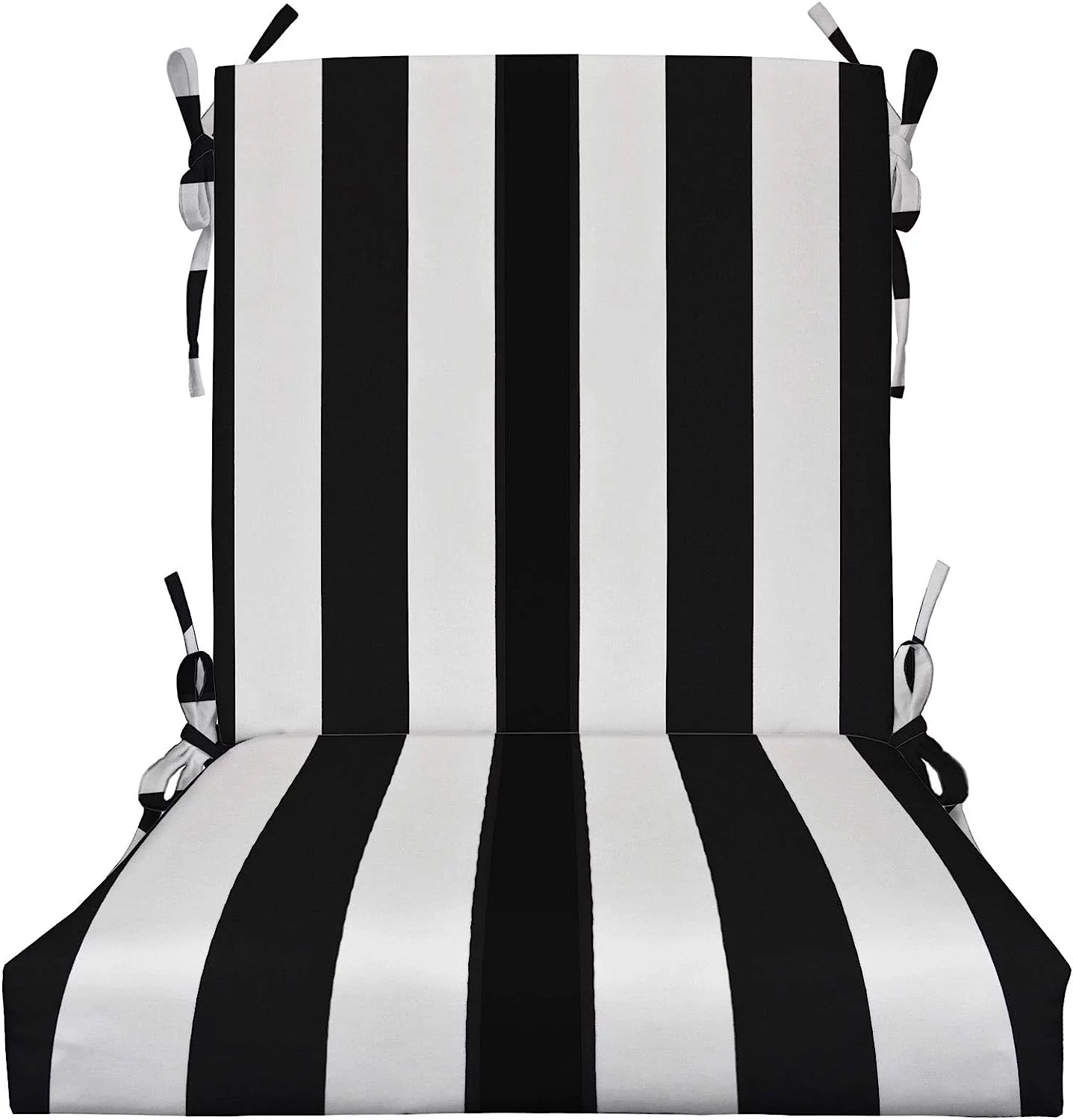 Indoor Outdoor Foam Back Chair Cushion, Choose Color (Black  White Stripe)