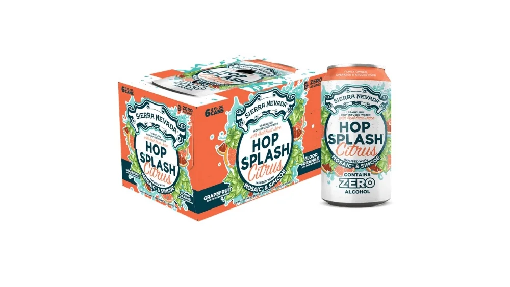 Sierra Nevada HOP SPLASH CITRUS (Pack of 6) 12oz Sparkling Hop Infused Water with Real Fruit Juice Mosaic & Simcoe Red Grapefruit & Blood Orange (Includes 6 Individual 12oz Hop Splash Citrus Cans)