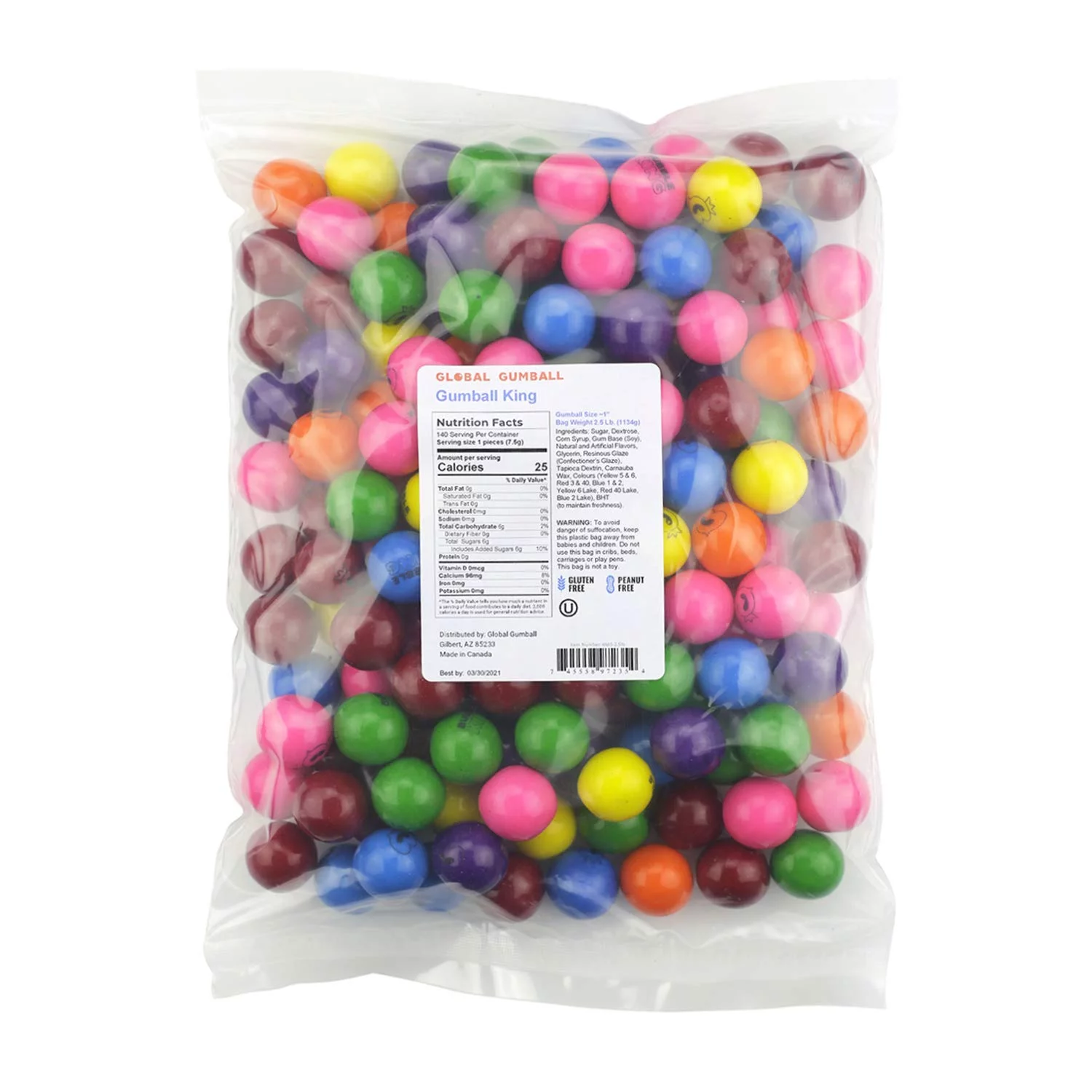 25 mm 1” Assorted Fruit and Berry Gumballs 2.4 Lb - Bubble Gum Balls Machines Refill in Bulk for Kids