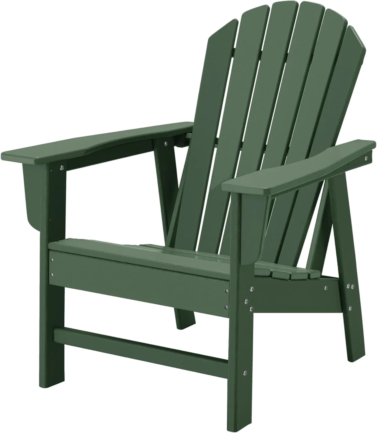 Adirondack Chair, HDPE Plastic Patio Chairs for Fire Pits, Gardens, Decks, Seaside, Weather Resistant, Waterproof, Easy to Assemble (Dark Green)