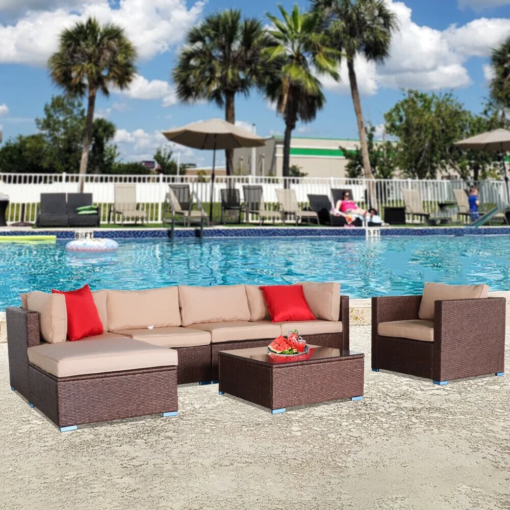 Rattan Wicker Sofa Set Sectional Couch Cushions Patio Furniture Table Chair Sets