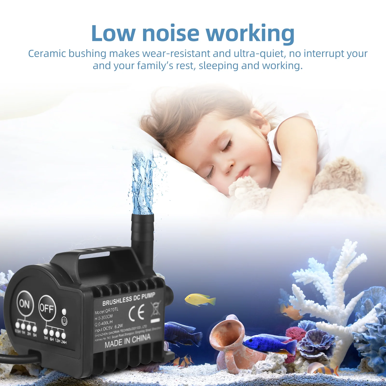 Pump,Suction Cup Water Pump With - Pond Usb Cable Max 400l/h 5v Cup - Ideal And 9.8ft Lift With 4 On/off Cable And Suction 4 On/off Max With Function Usb And Function 400l/h - Ideal Pond