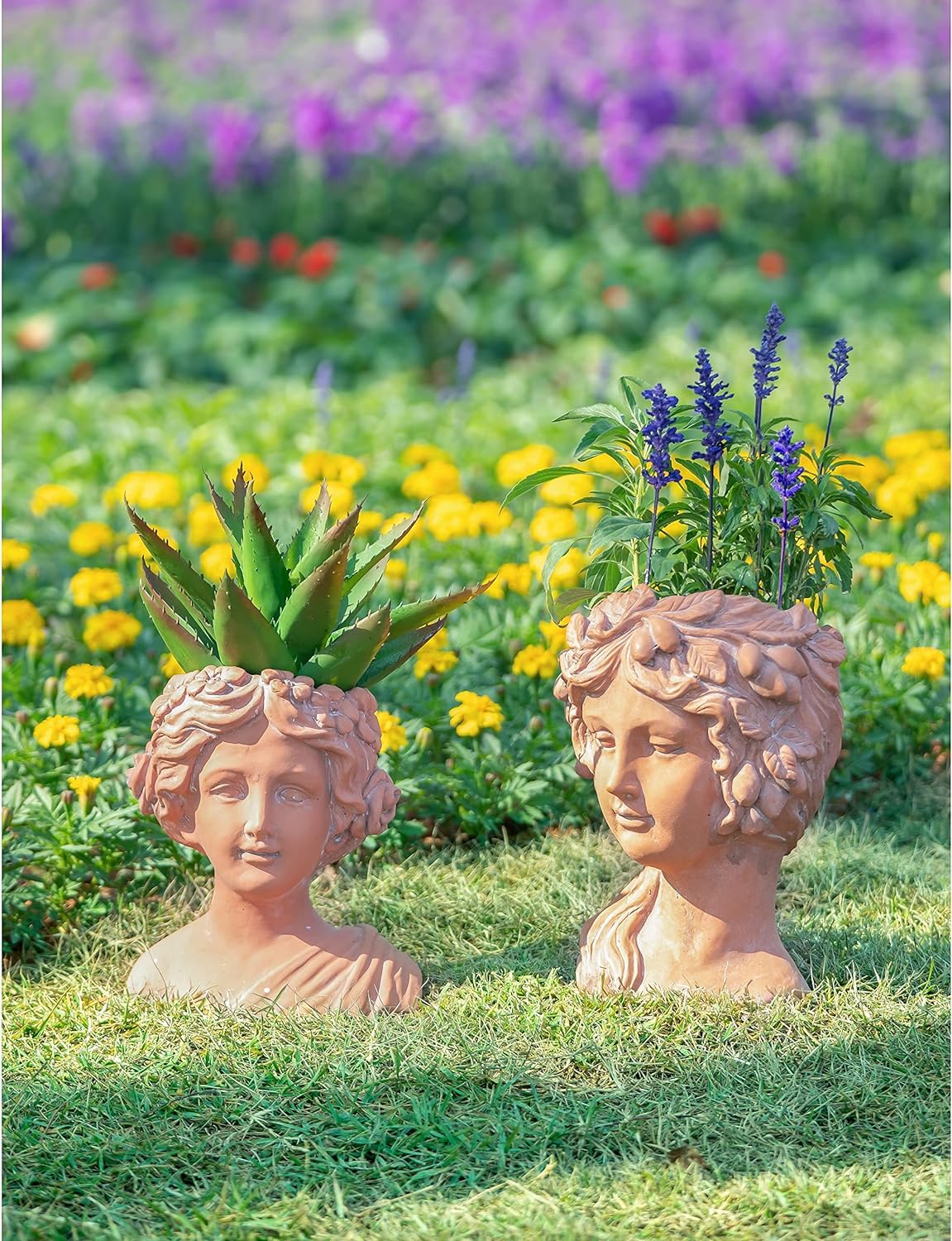 Planter Terracotta Brown Traditional Cement