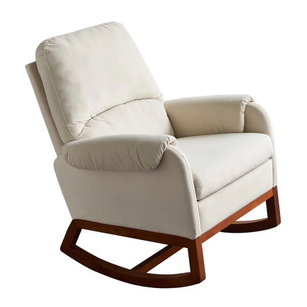 YPDCHB Modern Comfortable Velvet Rocking Chair for Living Room & Reading Room Beige Color