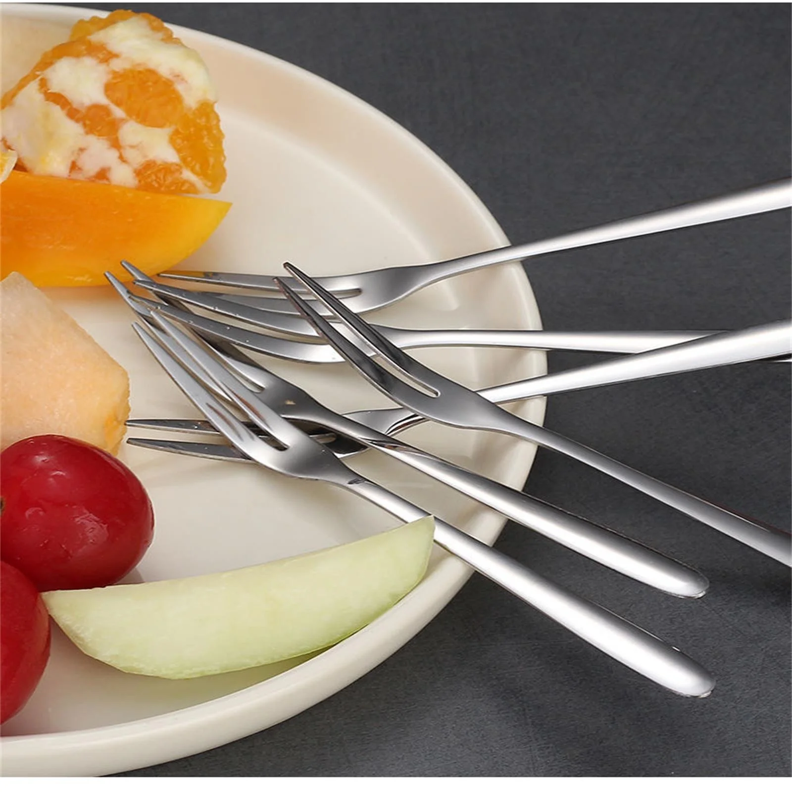 12 Piece Dessert Forks Stainless Steel Mini Fruit Cake Tasting Forks Cocktail Fork 5.1 Inch For Birthday Party Wedding Restaurant Plate Mat Glam